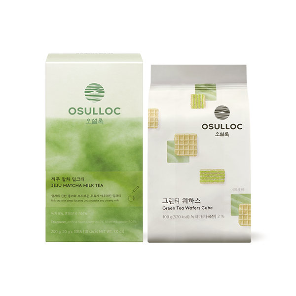 제주 말차 밀크티 & 웨하스 세트