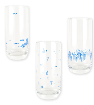 소로시 산수화 유리컵(물고기/산/강산) 625ml