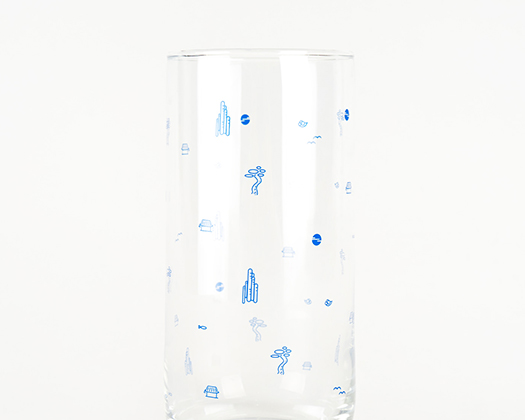 소로시 산수화 유리컵(물고기, 강산, 산)
