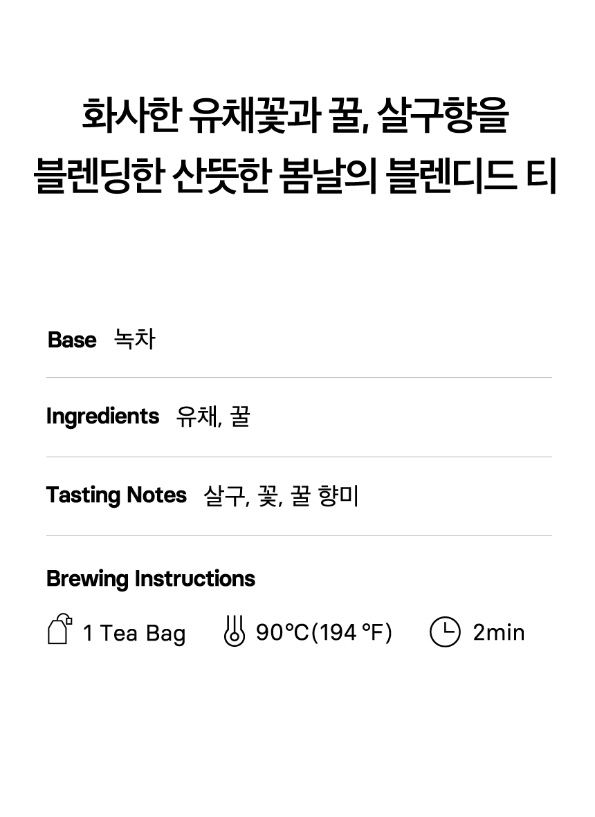 유채 & 살구향 티 Key Points, Contents