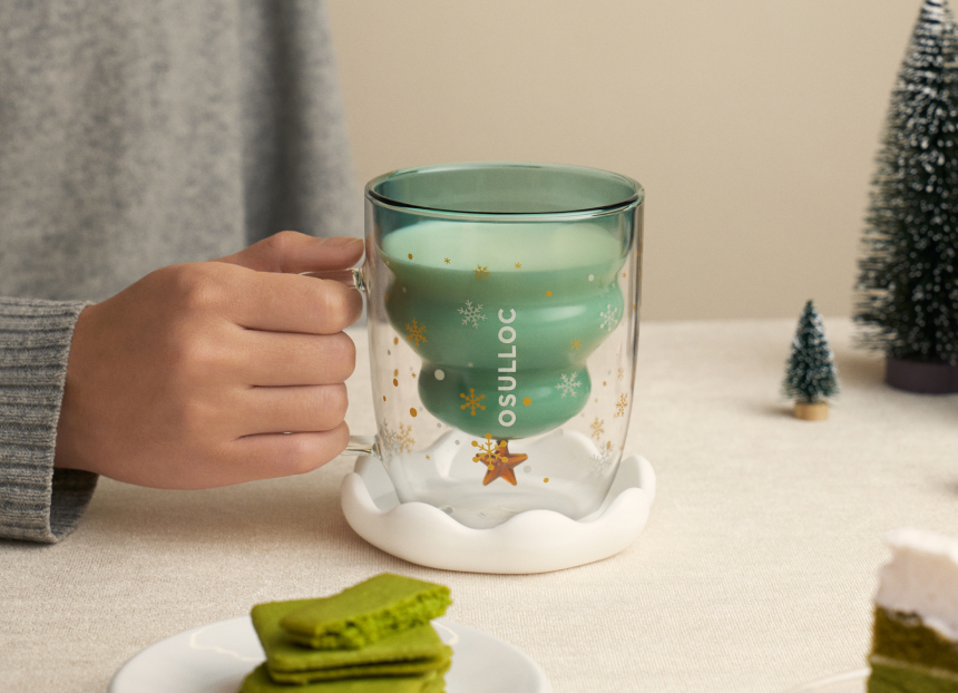 오설록 홀리데이 트리 유리 머그